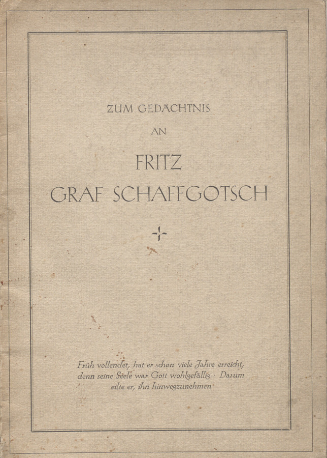 zdjęcie okładki Zum Gedachtnis an Fritz Graf Schaffgotsch