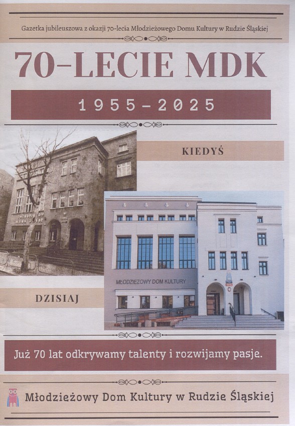 zdjęcie okładki Młodzieżowy Dom Kultury w Rudzie Śląskiej. 70-lecie MDK 1955 - 2025