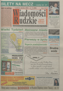 zdjęcie okładki Wiadomości Rudzkie : tygodnik samorządowy : Bielszowice, Bykowina, Chebzie, Godula, Halemba, Kochłowice, Nowy Bytom [...]. 2004. Kwartał 2.