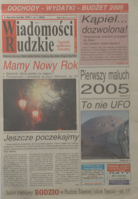 zdjęcie okładki Wiadomości Rudzkie : tygodnik samorządowy : Bielszowice, Bykowina, Chebzie, Godula, Halemba, Kochłowice, Nowy Bytom [...]. 2005. Kwartał 1.