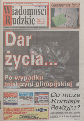 zdjęcie okładki Wiadomości Rudzkie : tygodnik samorządowy : Bielszowice, Bykowina, Chebzie, Godula, Halemba, Kochłowice, Nowy Bytom [...]. 2005. Kwartał 4.