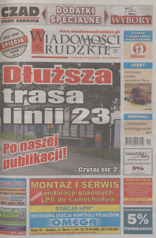 zdjęcie okładki Wiadomości Rudzkie : tygodnik samorządowy : Bielszowice, Bykowina, Chebzie, Godula, Halemba, Kochłowice, Nowy Bytom [...]. 2011. Kwartał 4.